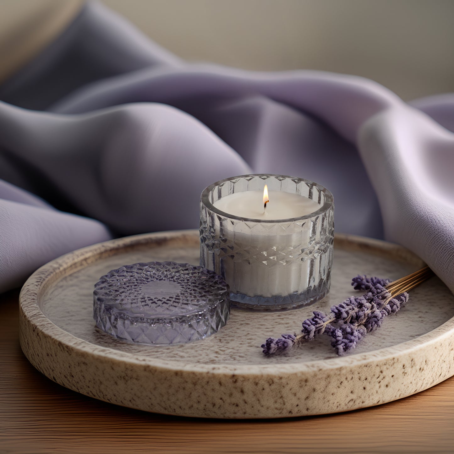 Faceted Crystal Jar Candle Elegance - Lavish Lavender