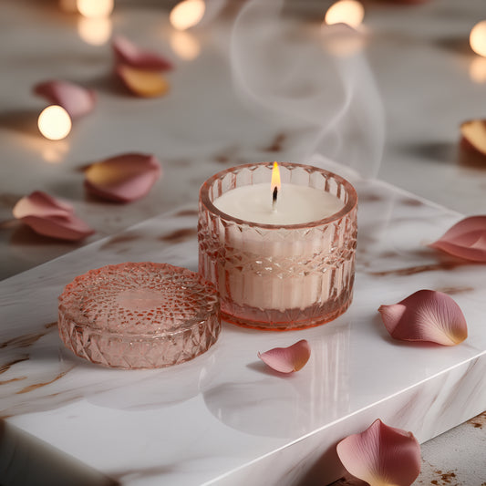 Faceted Crystal Jar Candle Elegance - Sparkling Rose