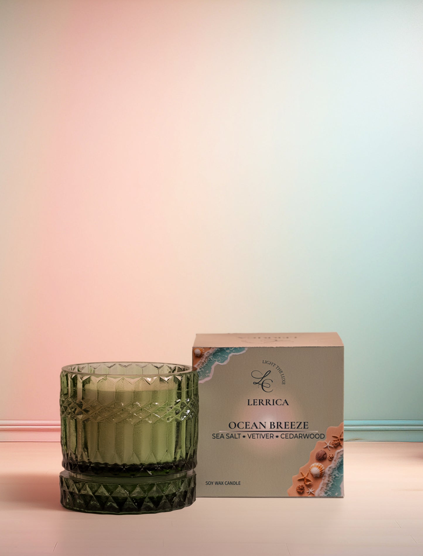 Faceted Crystal Jar Candle Elegance - Ocean Breeze