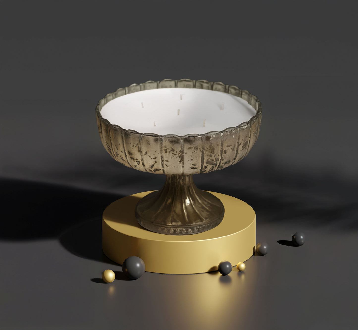 Elegant Ornate Floral Scent Bowl - Antique Silver