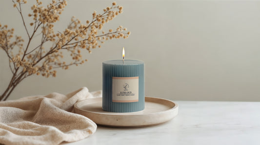 Sculpted Fragrance Pillar Candle - Luxe Oud