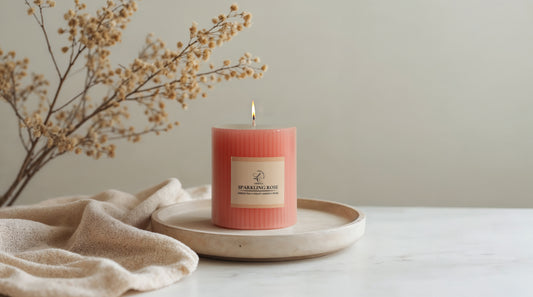 Sculpted Fragrance Pillar Candle - Sparkling Rose