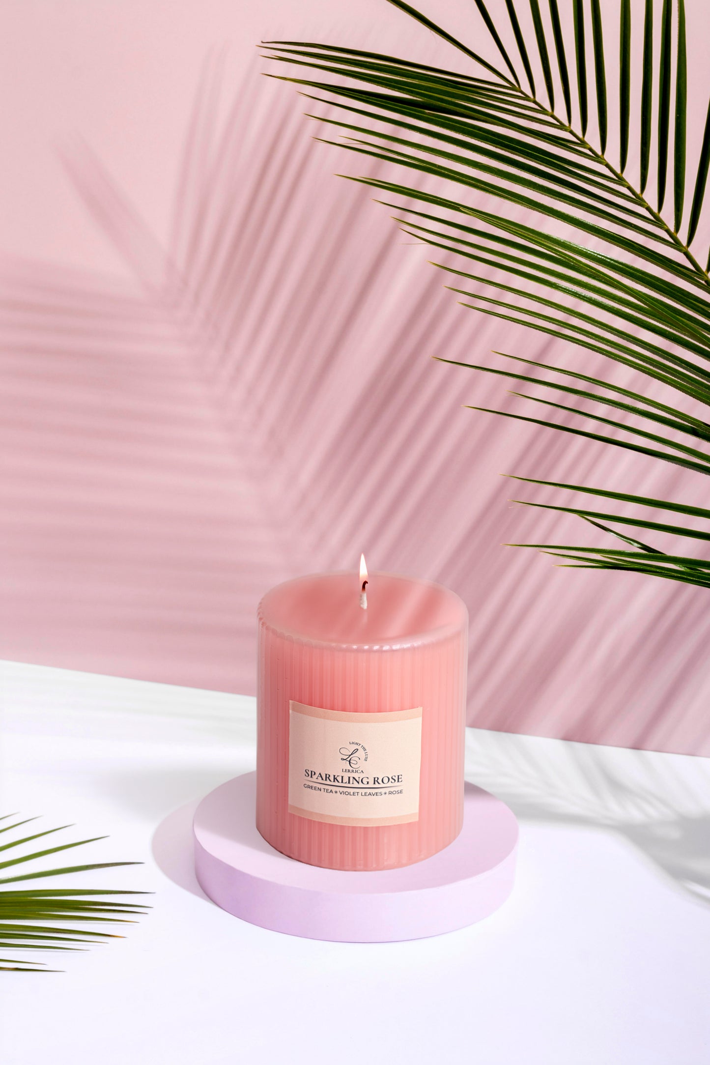 Sculpted Fragrance Pillar Candle - Sparkling Rose
