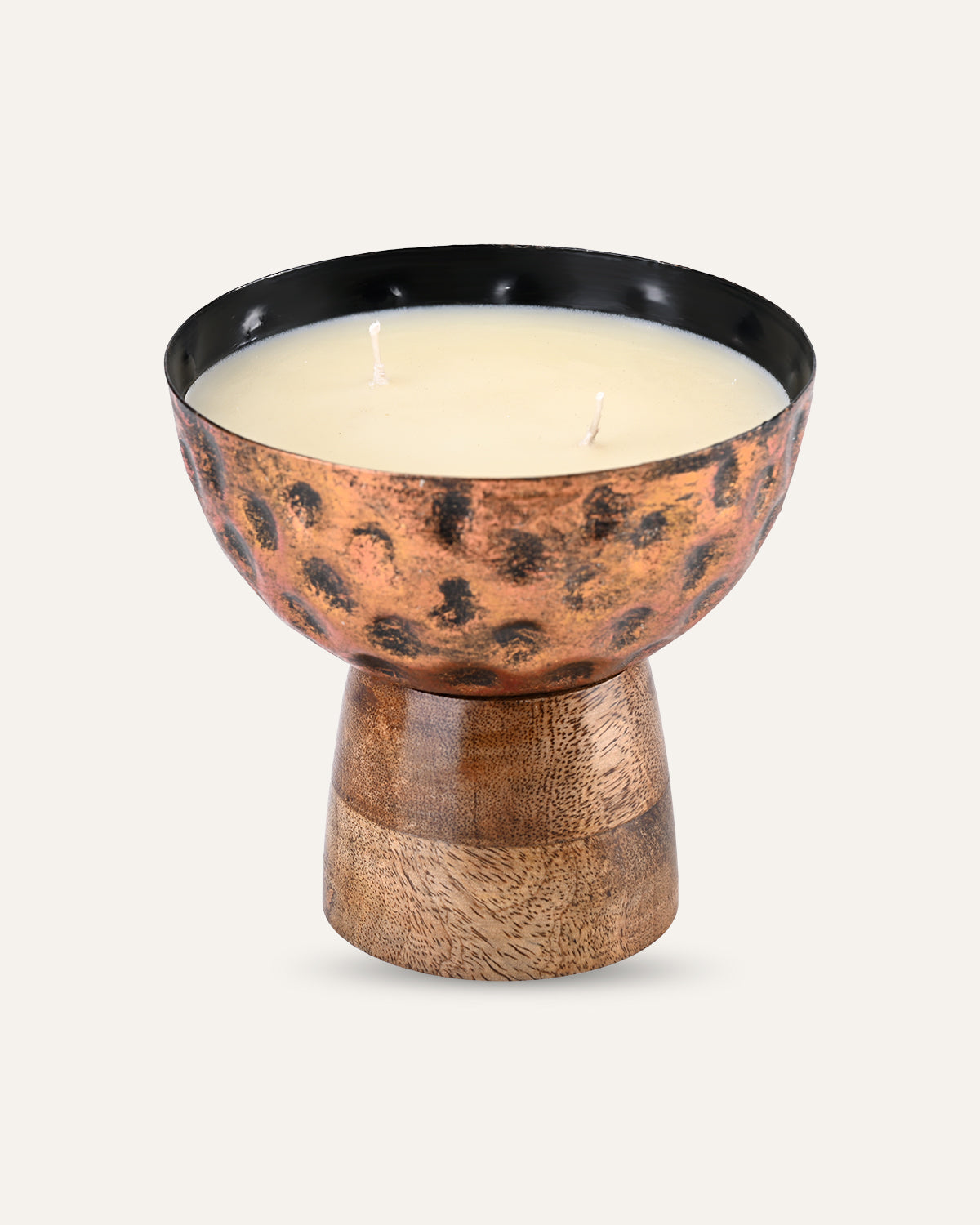 HAMMERED PEDESTAL BOWL CANDLE - ANTIQUE BRONZE