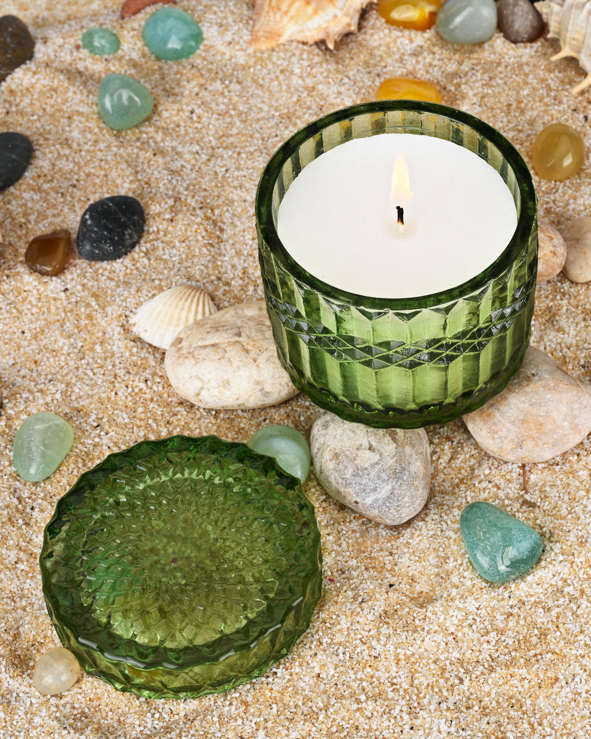 Crystal Glow Candle Set of 2 - Ocean Breeze