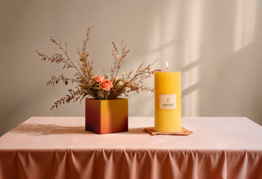 Sculpted Fragrance Pillar Candle - Lemongrass