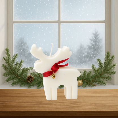 Lerrica Xmas Candle Reindeer Ribbon Velvet Cinnamon