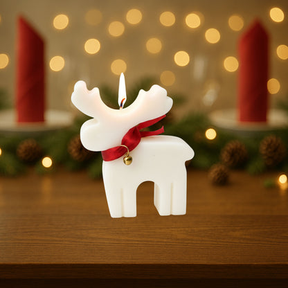 Lerrica Xmas Candle Reindeer Ribbon Velvet Cinnamon