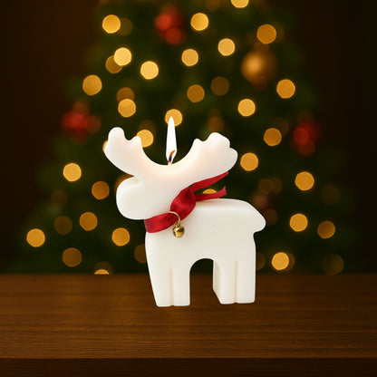 Lerrica Xmas Candle Reindeer Ribbon Velvet Cinnamon