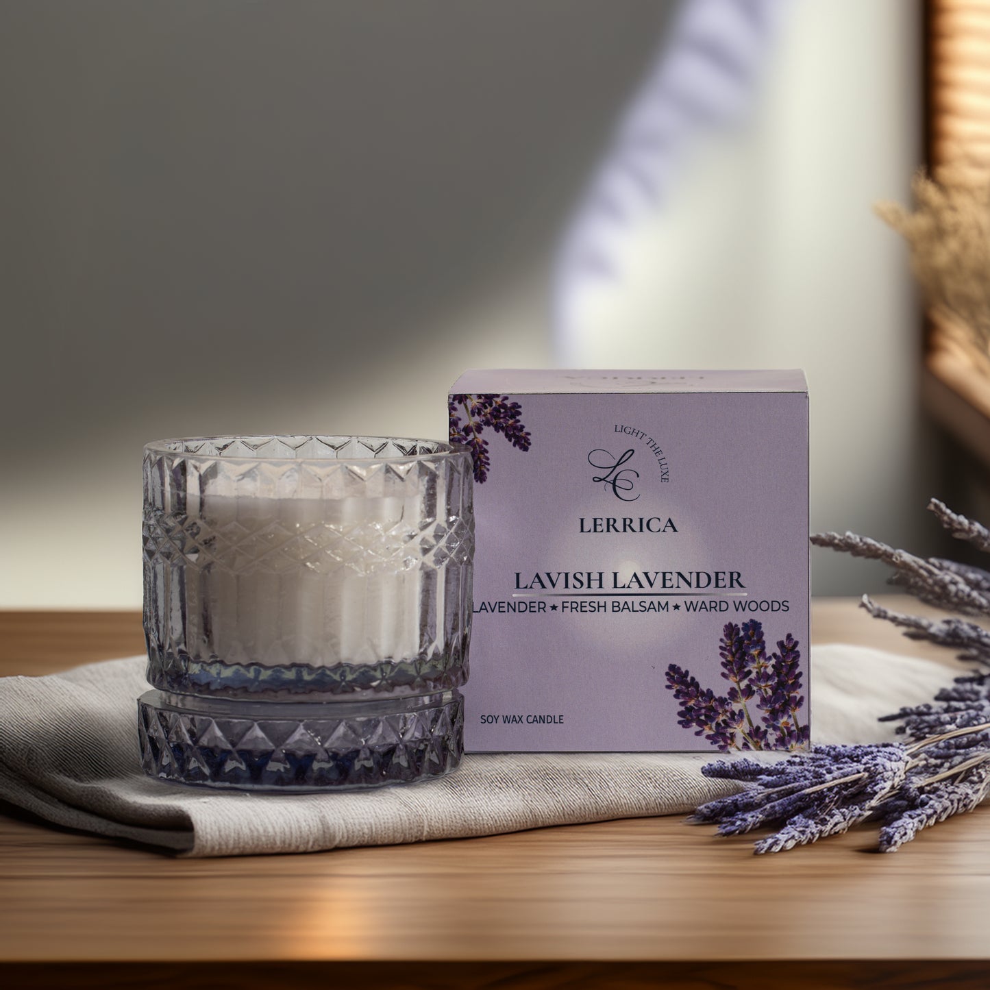 Faceted Crystal Jar Candle Elegance - Lavish Lavender