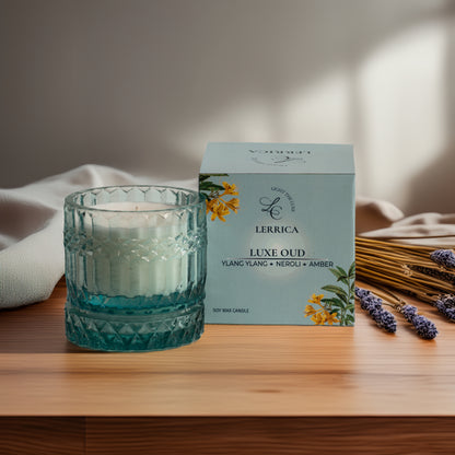 Faceted Crystal Jar Candle Elegance - Luxe Oud