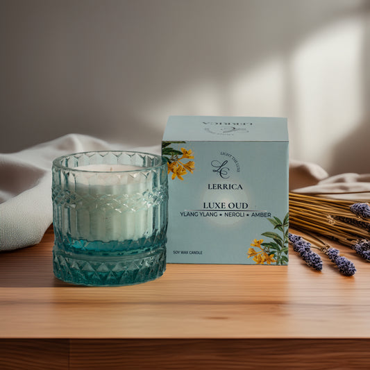 Faceted Crystal Jar Candle Elegance - Luxe Oud