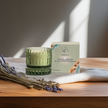 Faceted Crystal Jar Candle Elegance - Ocean Breeze