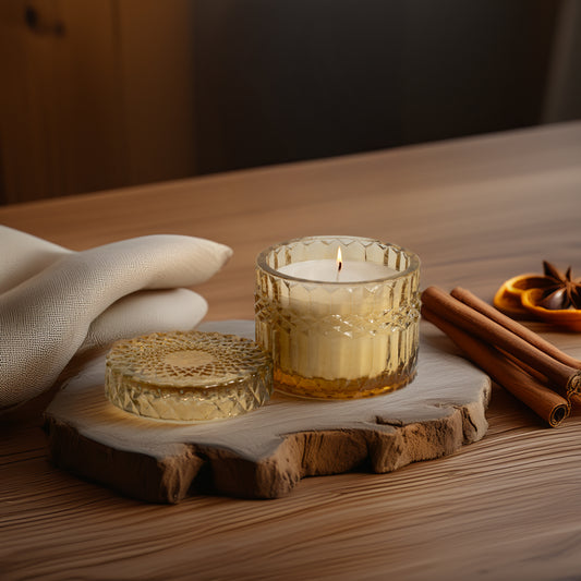 Faceted Crystal Jar Candle Elegance - Amber Frost