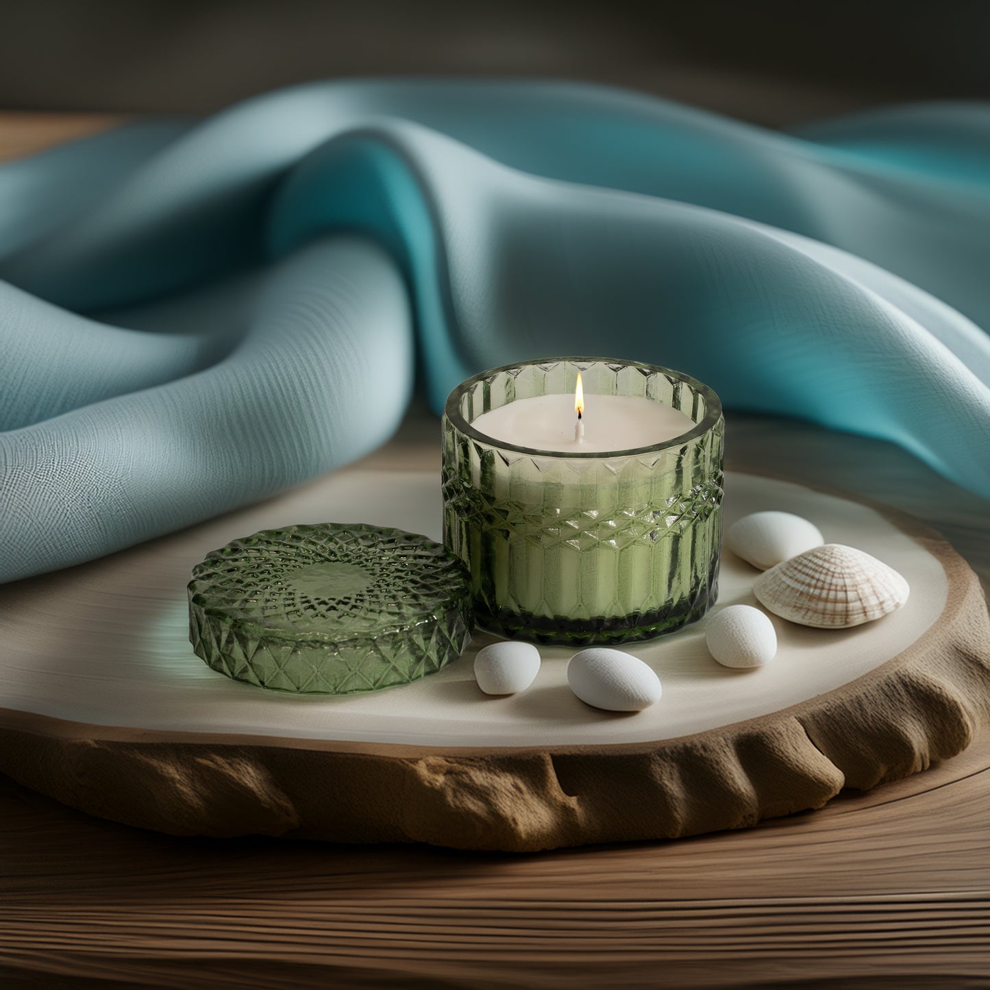 Faceted Crystal Jar Candle Elegance - Ocean Breeze