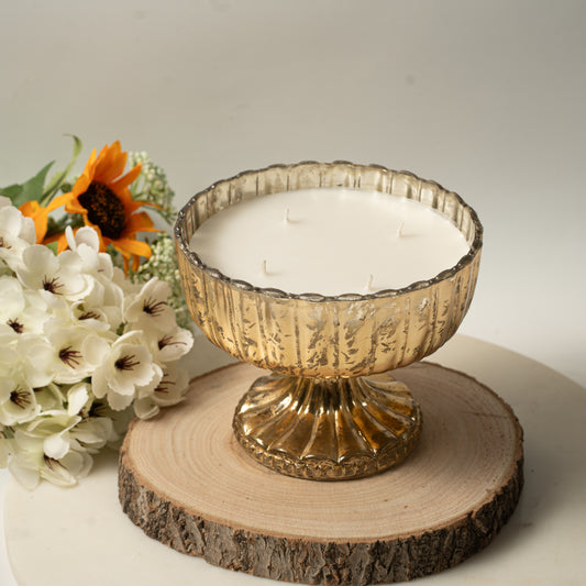 Elegant Ornate Floral Scent Bowl - Antique Gold