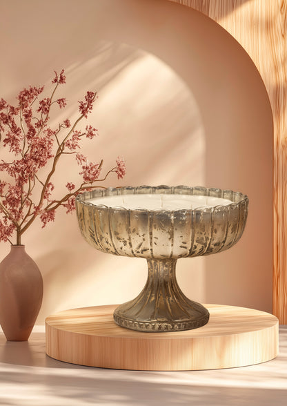 Elegant Ornate Floral Scent Bowl - Antique Silver