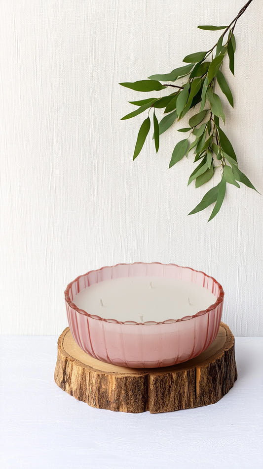 Horizon Ripple Scented Wax Bowl - Pink