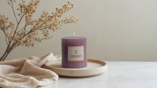 Sculpted Fragrance Pillar Candle - Lavish Lavender