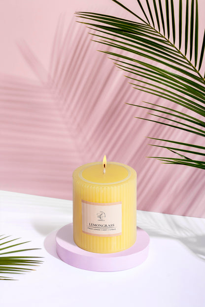 Sculpted Fragrance Pillar Candle - Lemongrass