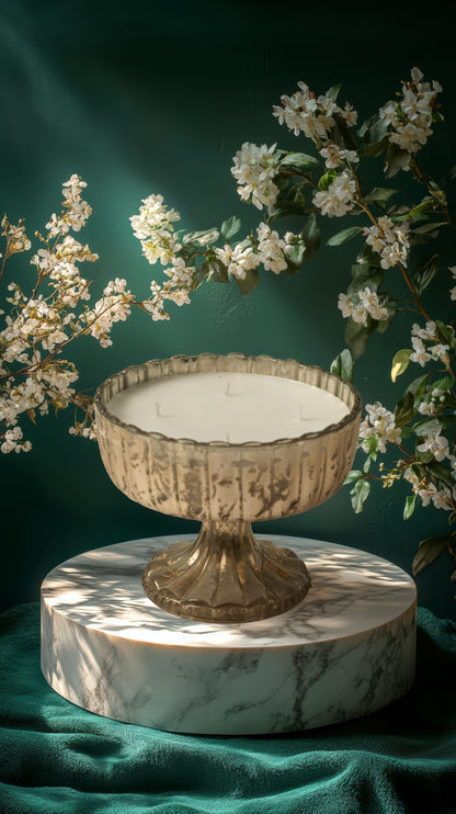 Elegant Ornate Floral Scent Bowl - Antique Silver