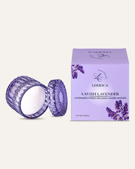 Faceted Crystal Jar Candle Elegance - Lavish Lavender