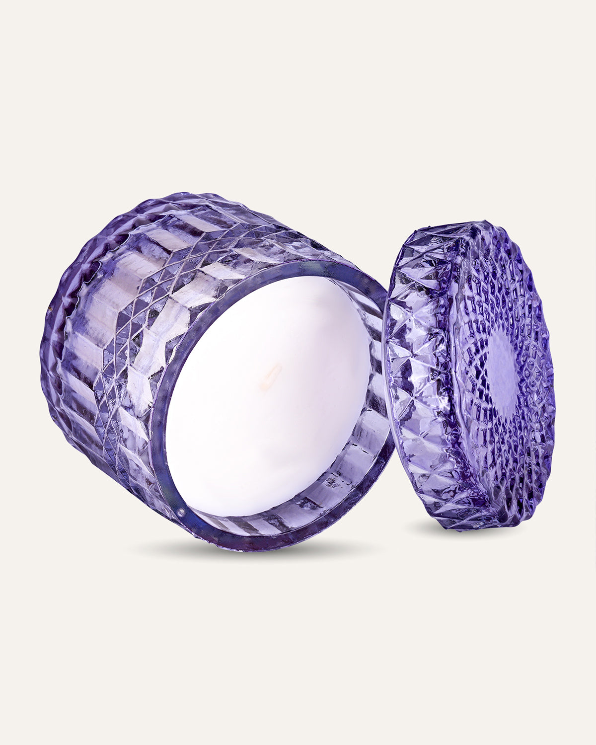Faceted Crystal Jar Candle Elegance - Lavish Lavender