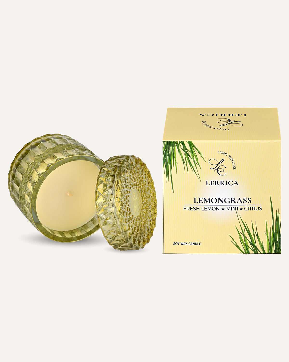 Faceted Crystal Jar Candle Elegance - Lemongrass
